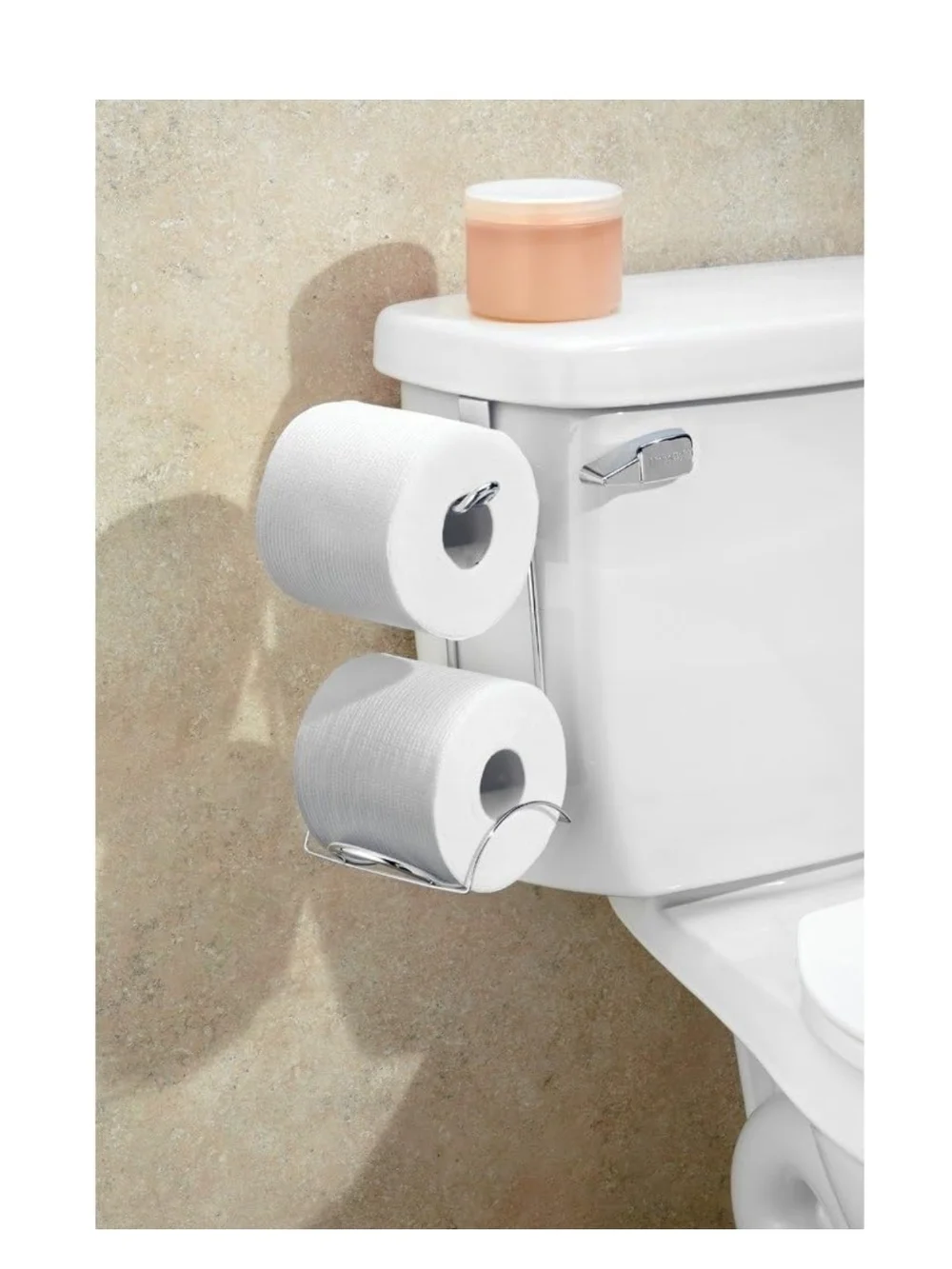iDesign Classico Over-the-Tank Toilet Paper Holder Steel Chrome Bathroom Storage